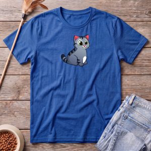 Grey Tabby Chonker Cat T-Shirt Royal Thumbnail