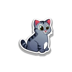 Grey Tabby Chonker Cat Vinyl Sticker