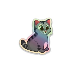 Grey Tabby Chonker Cat Holographic Sticker