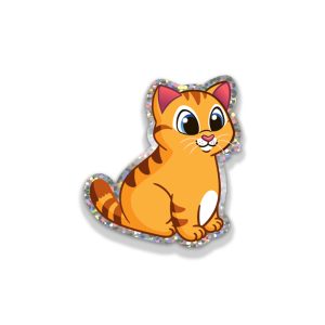 Orange Tabby Chonker Cat Glitter Sticker