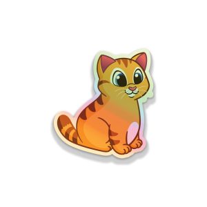 Orange Tabby Chonker Cat Holographic Sticker