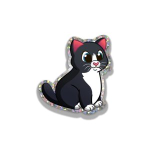 Tuxedo Chonker Cat Glitter Sticker