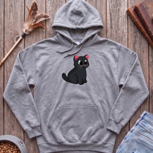 Black Cat Hoodie Sports Grey