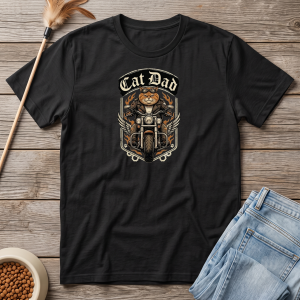 Biker Cat Dad T-Shirt Black Thumbnail