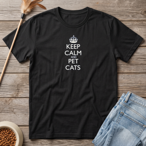 Keep Calm and Pet Cats T-Shirt Black Thumbnail
